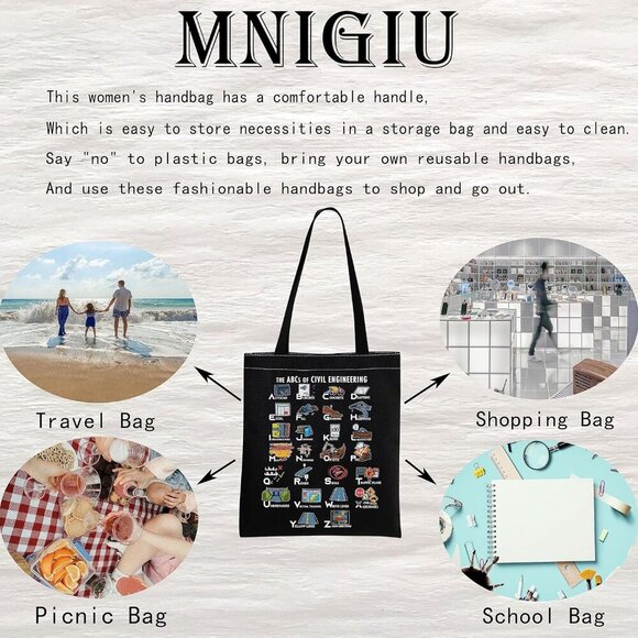 Civil Engineer Tote Bag Canvas Unisex Gift Graduation Durable Waterproof - Picture 6 of 6